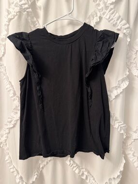 a new day Black Ruffle Sleeve Tank Top